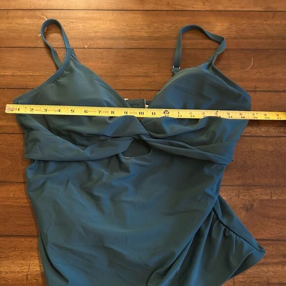 CUPSHE Tankini Swimsuit Cutout Ruched Mid Rise Reversible Bottom Size 3X NEW - Picture 8 of 16